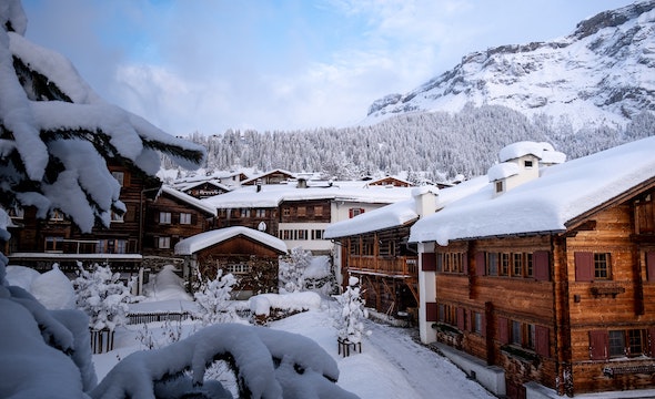 chalets in a snowy winter landscape